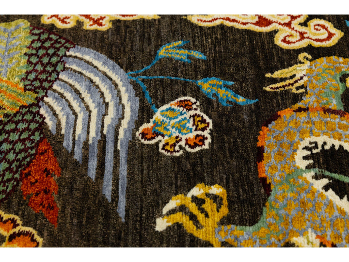 Modern Art Deco Dragon Chinese Wool Rug 9 X 13
