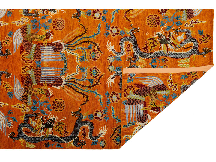 Modern Art Deco Dragon Chinese Wool Rug 9 X 13