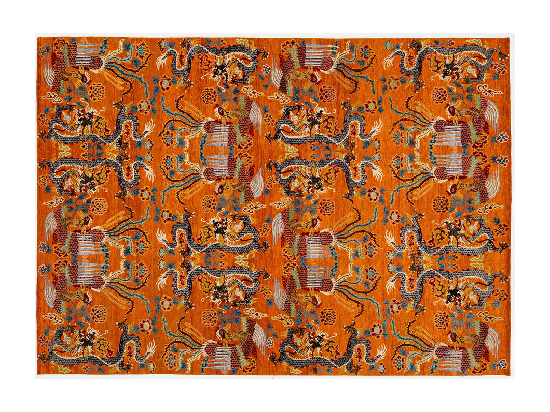 Modern Art Deco Dragon Chinese Wool Rug 9 X 13