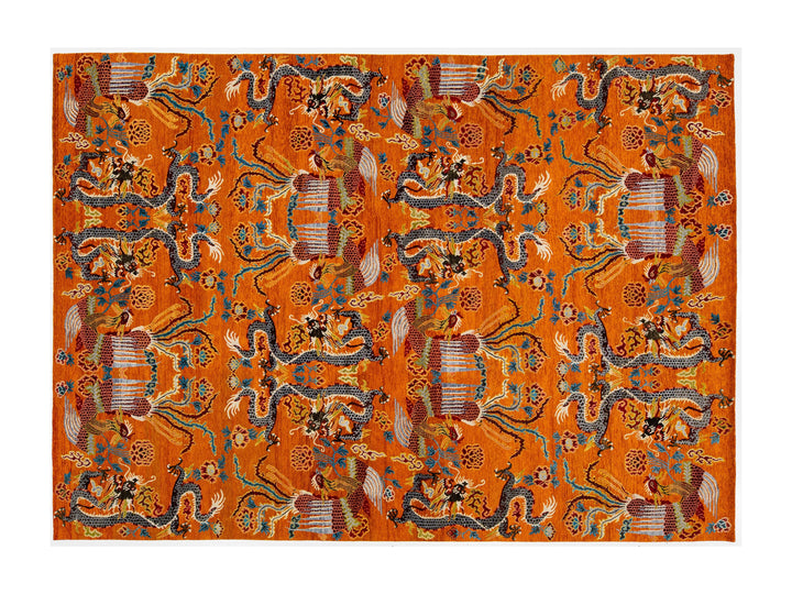 Modern Art Deco Dragon Chinese Wool Rug 9 X 13
