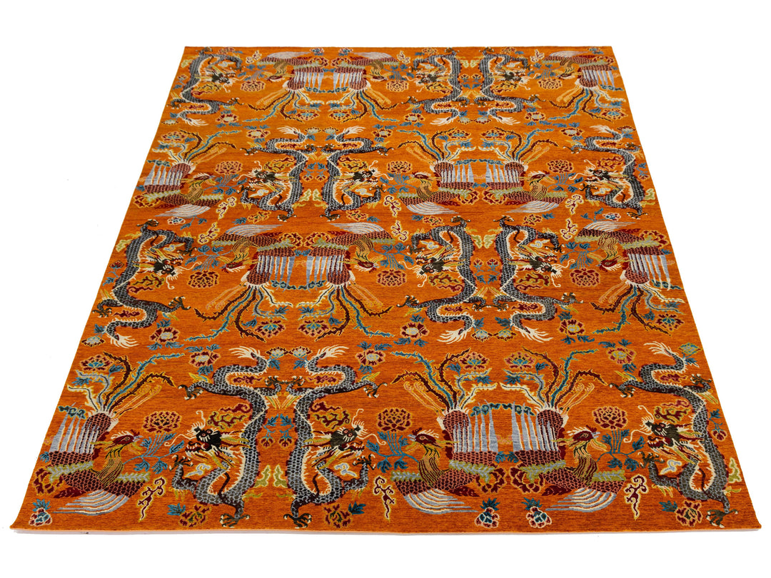 Modern Art Deco Dragon Chinese Wool Rug 9 X 13
