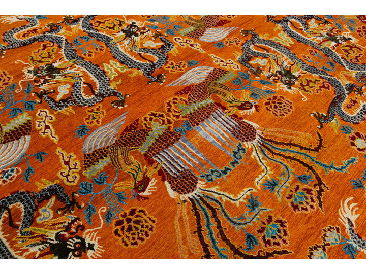 Modern Art Deco Dragon Chinese Wool Rug 9 X 13