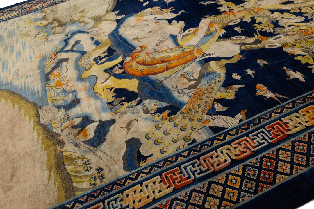 Antique Chinese Peking Wool Rug 13 X 12