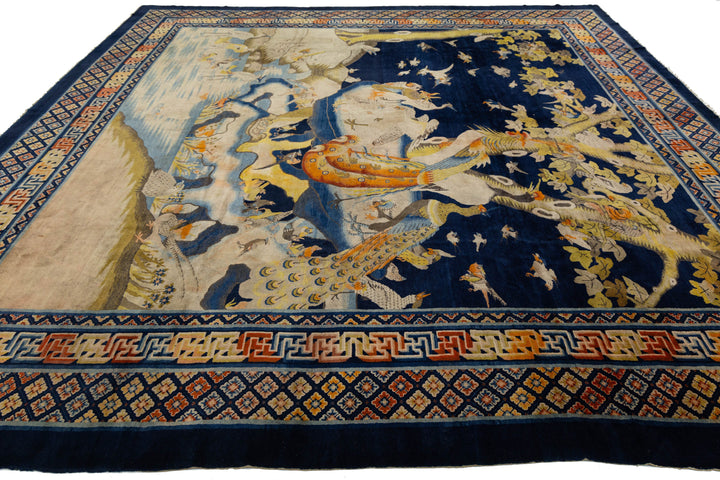 Antique Chinese Peking Wool Rug 13 X 12