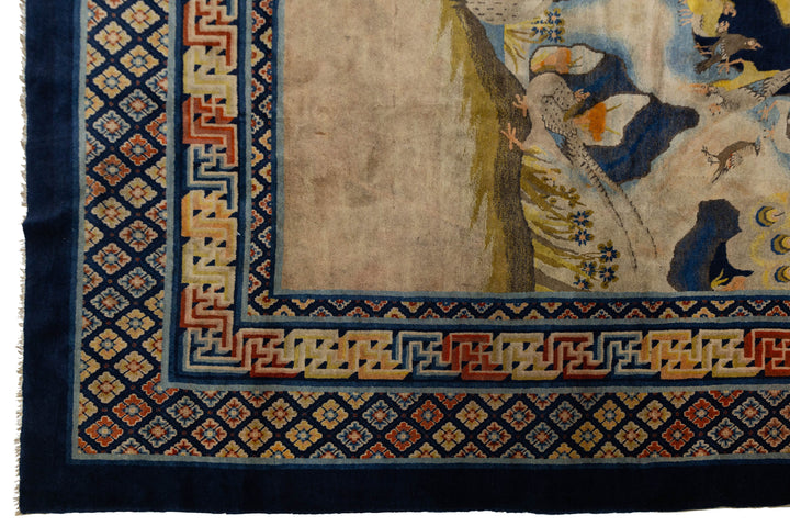 Antique Chinese Peking Wool Rug 13 X 12