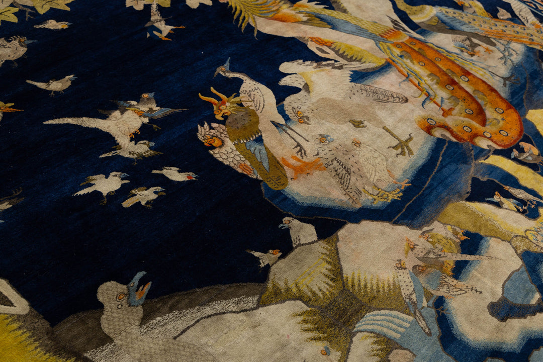 Antique Chinese Peking Wool Rug 13 X 12