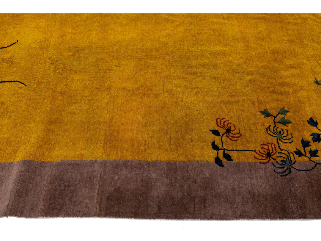 Antique Art Deco Chinese Wool Rug 10 X 14