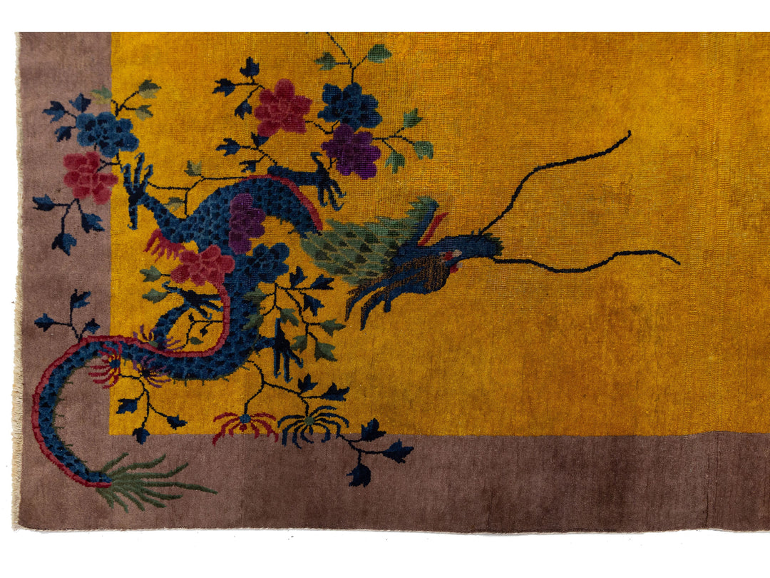 Antique Art Deco Chinese Wool Rug 10 X 14