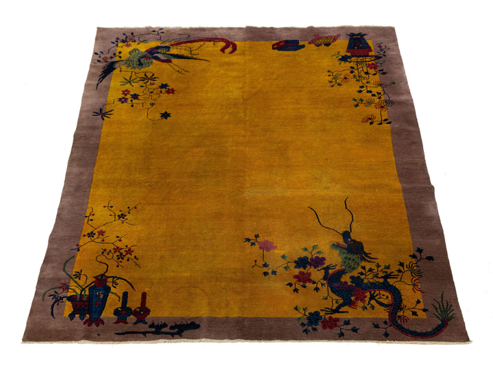 Antique Art Deco Chinese Wool Rug 10 X 14