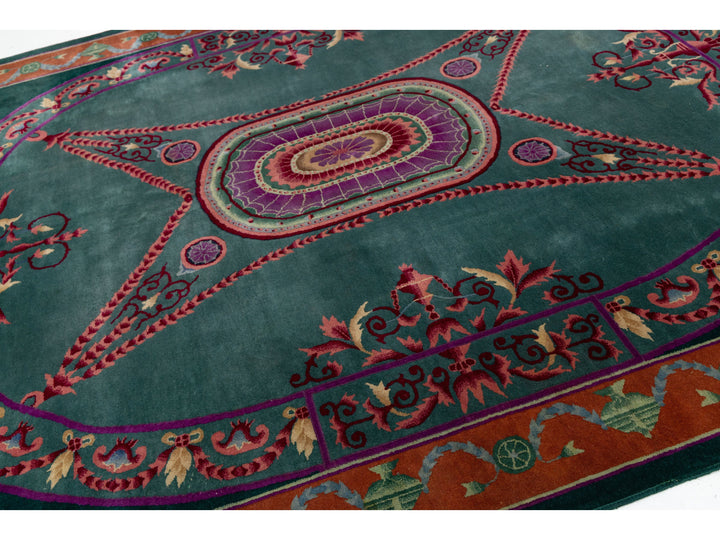 Antique Art Deco Chinese Wool Rug 8 X 10