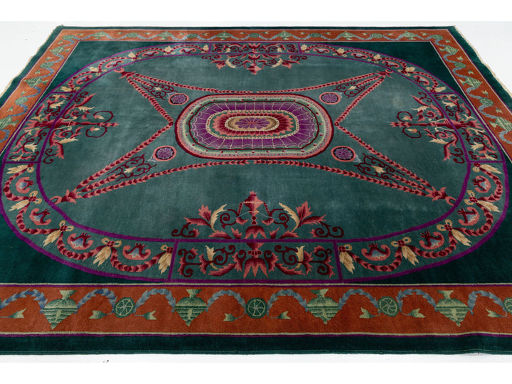 Antique Art Deco Chinese Wool Rug 8 X 10