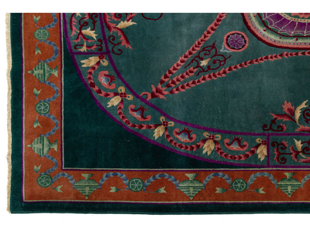 Antique Art Deco Chinese Wool Rug 8 X 10