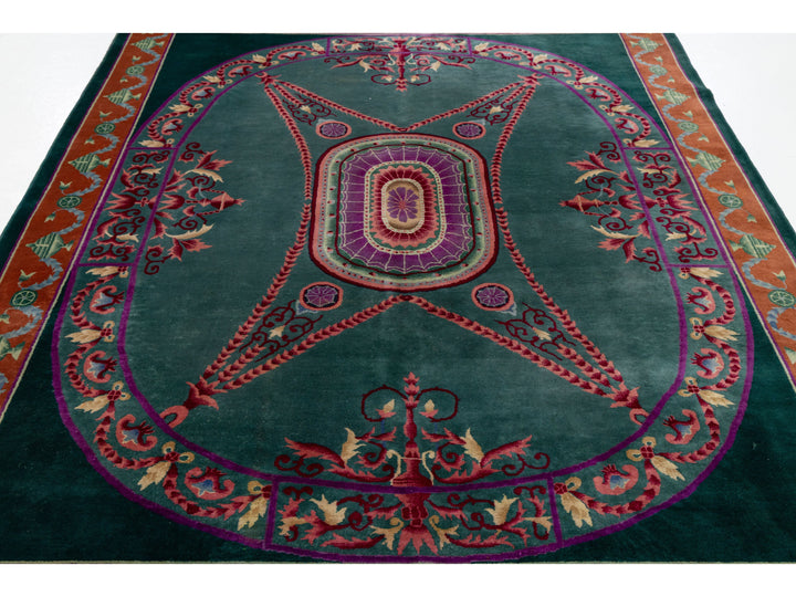 Antique Art Deco Chinese Wool Rug 8 X 10
