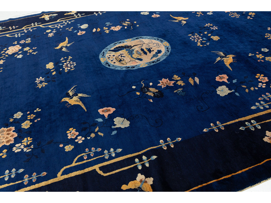 Antique Art Deco Chinese Wool Rug 10 X 14