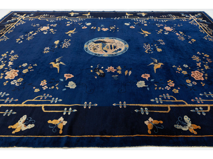 Antique Art Deco Chinese Wool Rug 10 X 14