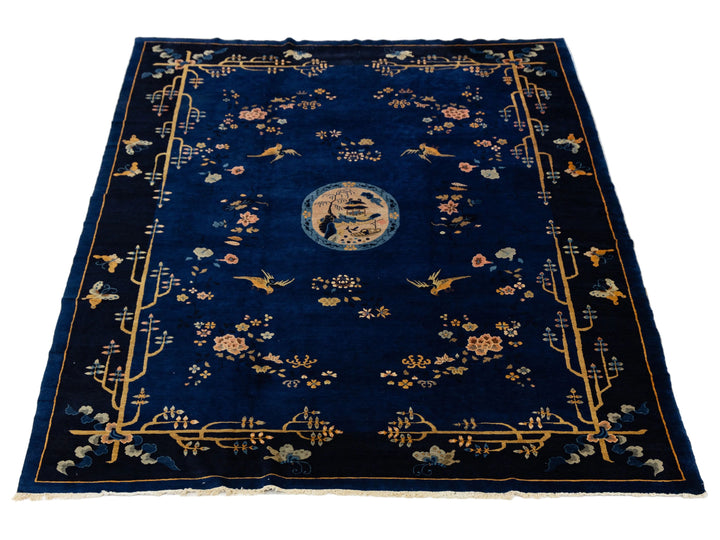 Antique Art Deco Chinese Wool Rug 10 X 14