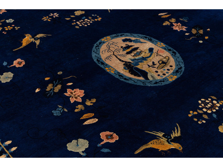 Antique Art Deco Chinese Wool Rug 10 X 14