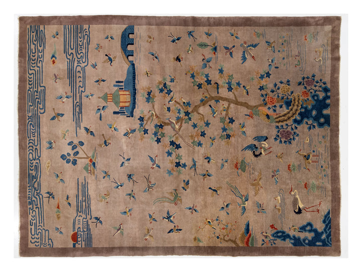 Antique Art Deco Chinese Wool Rug 10 X 14