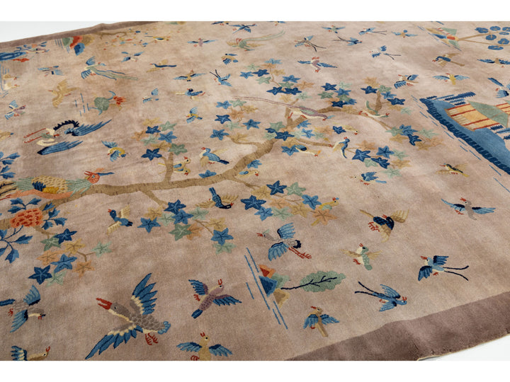 Antique Art Deco Chinese Wool Rug 10 X 14