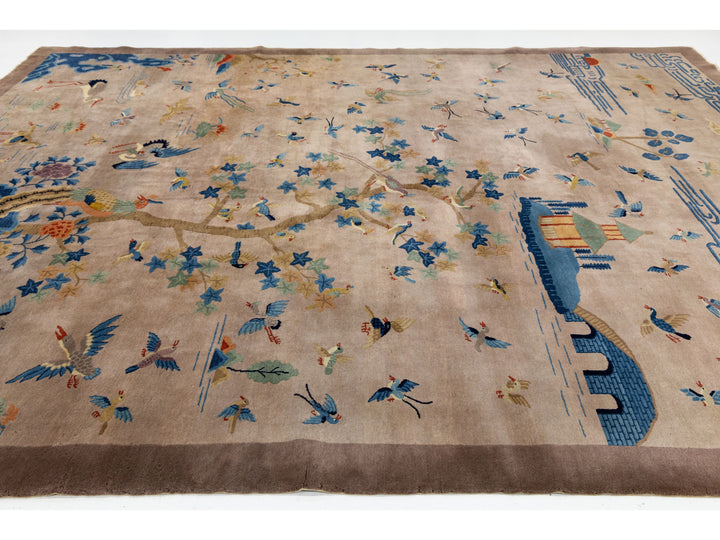 Antique Art Deco Chinese Wool Rug 10 X 14