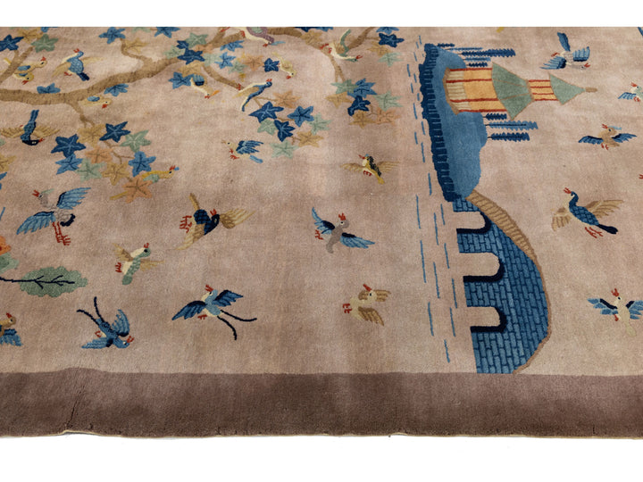 Antique Art Deco Chinese Wool Rug 10 X 14