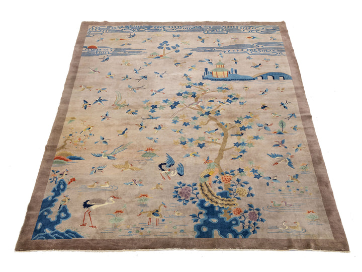 Antique Art Deco Chinese Wool Rug 10 X 14