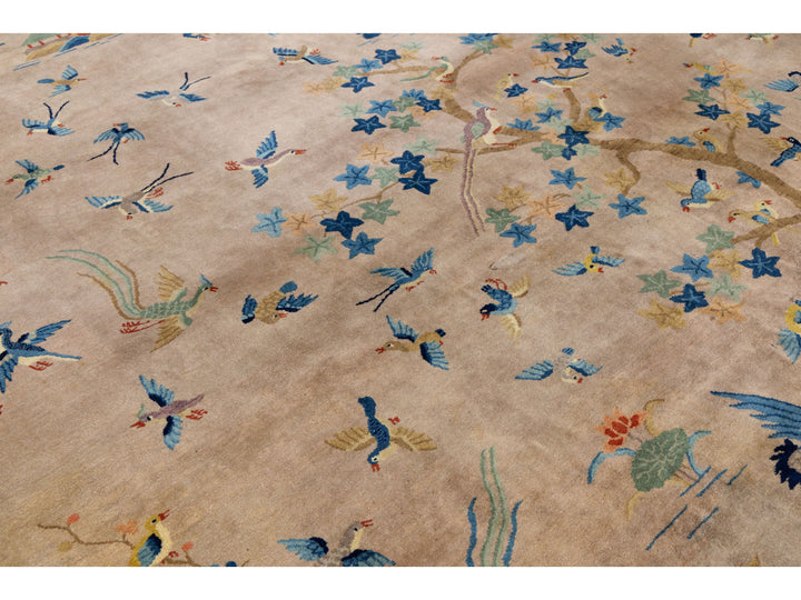 Antique Art Deco Chinese Wool Rug 10 X 14