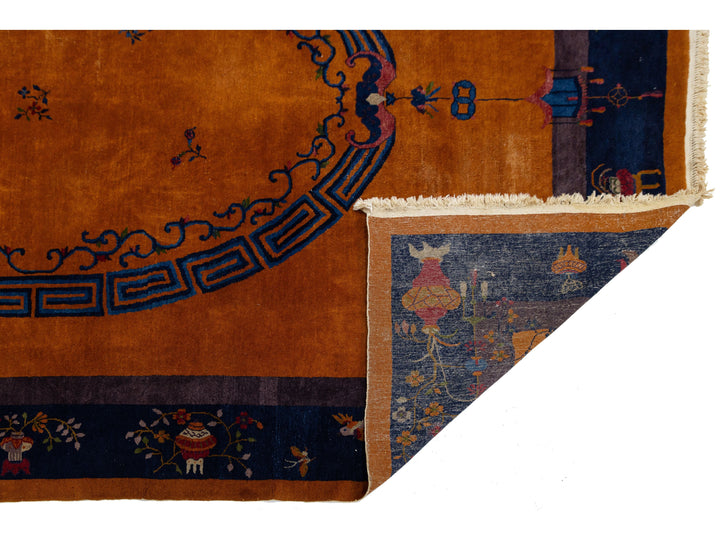Antique Art Deco Chinese Wool Rug 10 X 14