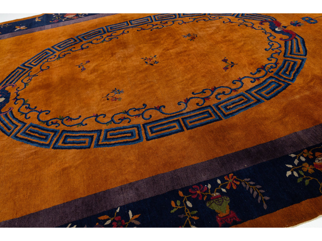 Antique Art Deco Chinese Wool Rug 10 X 14