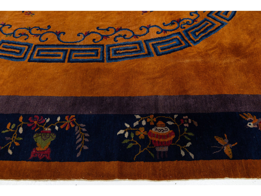 Antique Art Deco Chinese Wool Rug 10 X 14