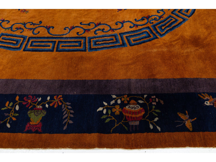 Antique Art Deco Chinese Wool Rug 10 X 14