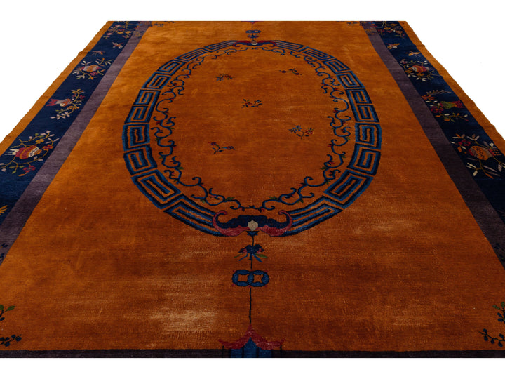 Antique Art Deco Chinese Wool Rug 10 X 14