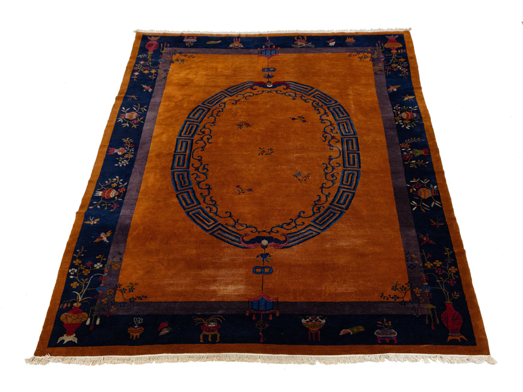 Antique Art Deco Chinese Wool Rug 10 X 14