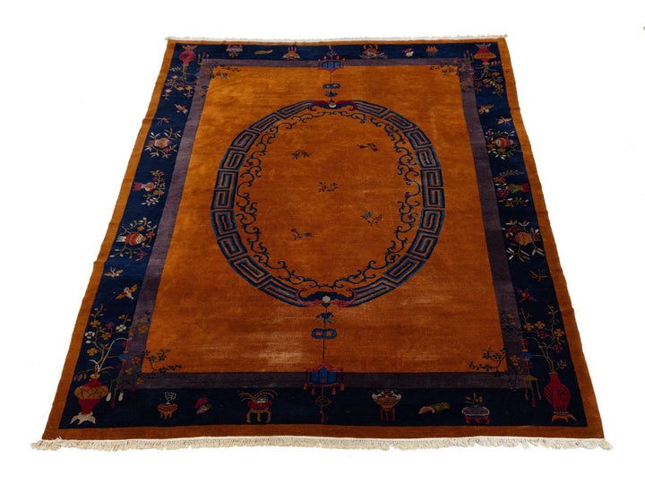 Antique Art Deco Chinese Wool Rug 10 X 14