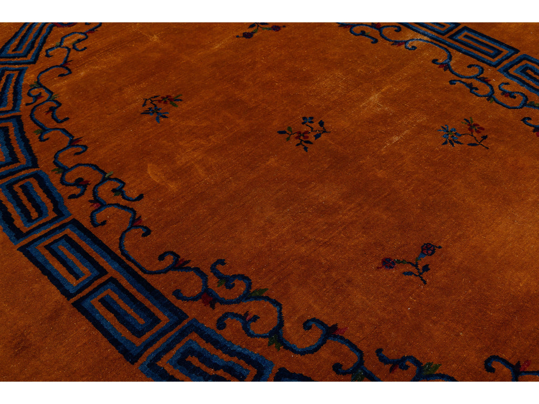 Antique Art Deco Chinese Wool Rug 10 X 14