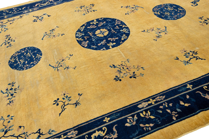Antique Peking Chinese Wool Rug 9 X 11