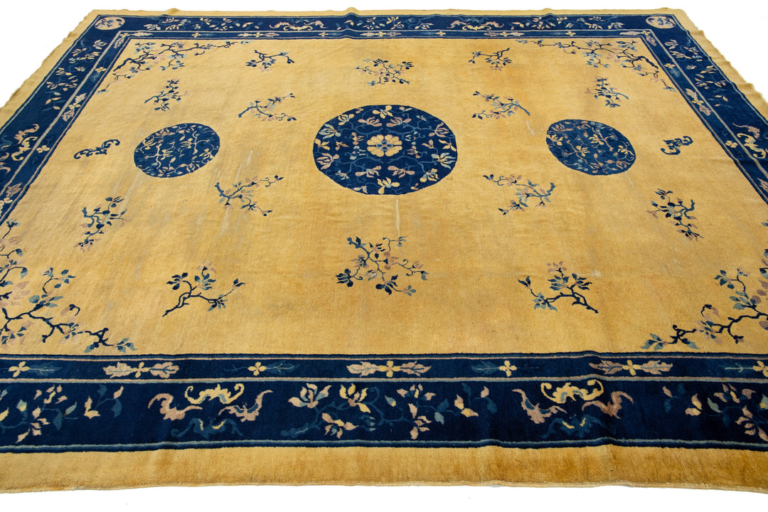 Antique Peking Chinese Wool Rug 9 X 11
