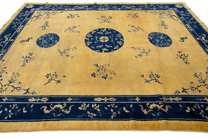 Antique Peking Chinese Wool Rug 9 X 11