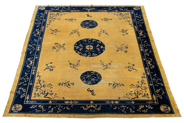 Antique Peking Chinese Wool Rug 9 X 11