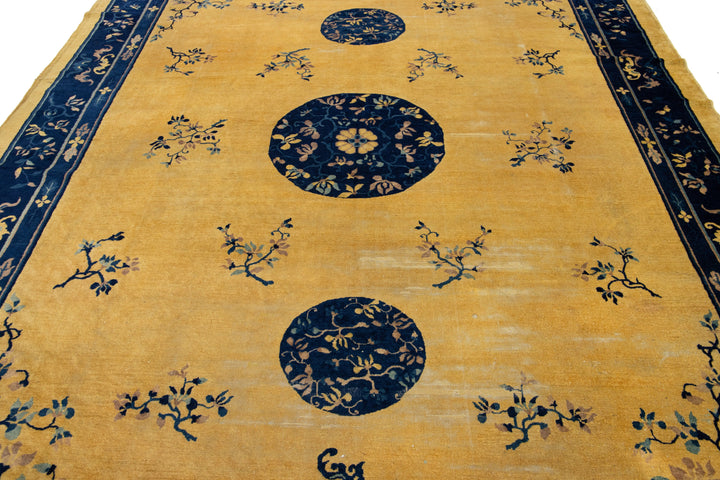 Antique Peking Chinese Wool Rug 9 X 11