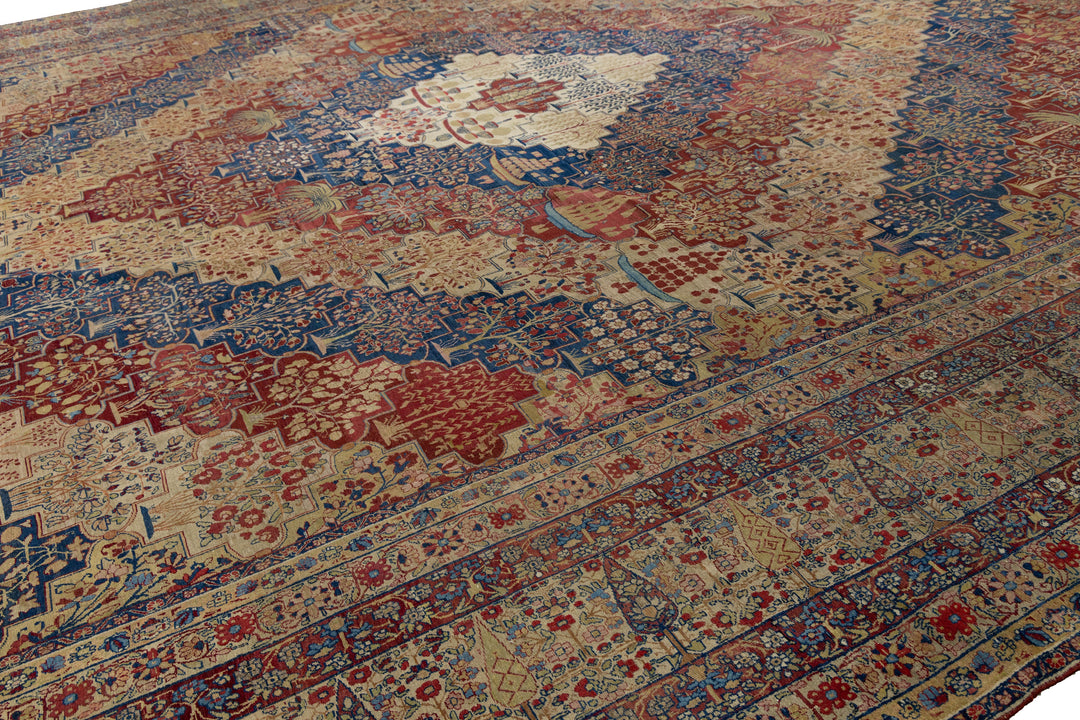 Antique Kerman Wool Rug 18 X 24