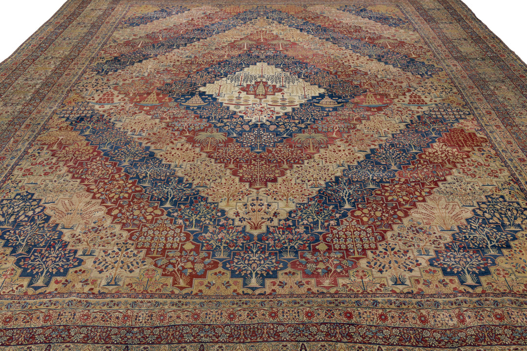 Antique Kerman Wool Rug 18 X 24