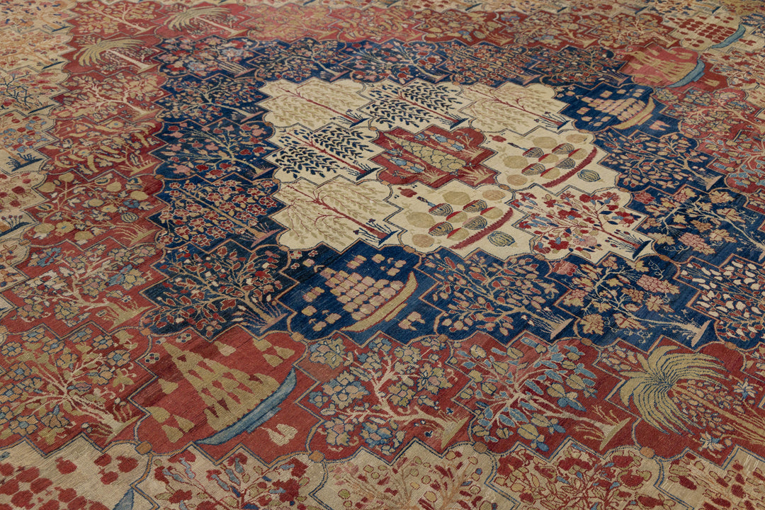 Antique Kerman Wool Rug 18 X 24