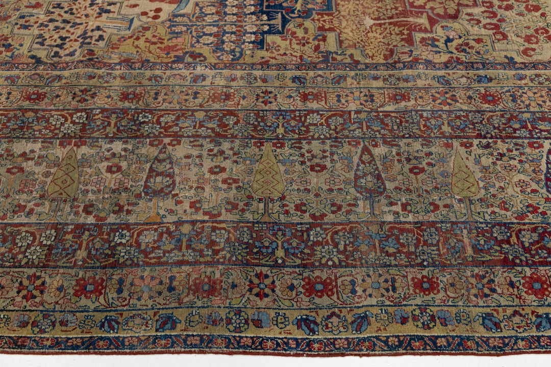 Antique Kerman Wool Rug 18 X 24