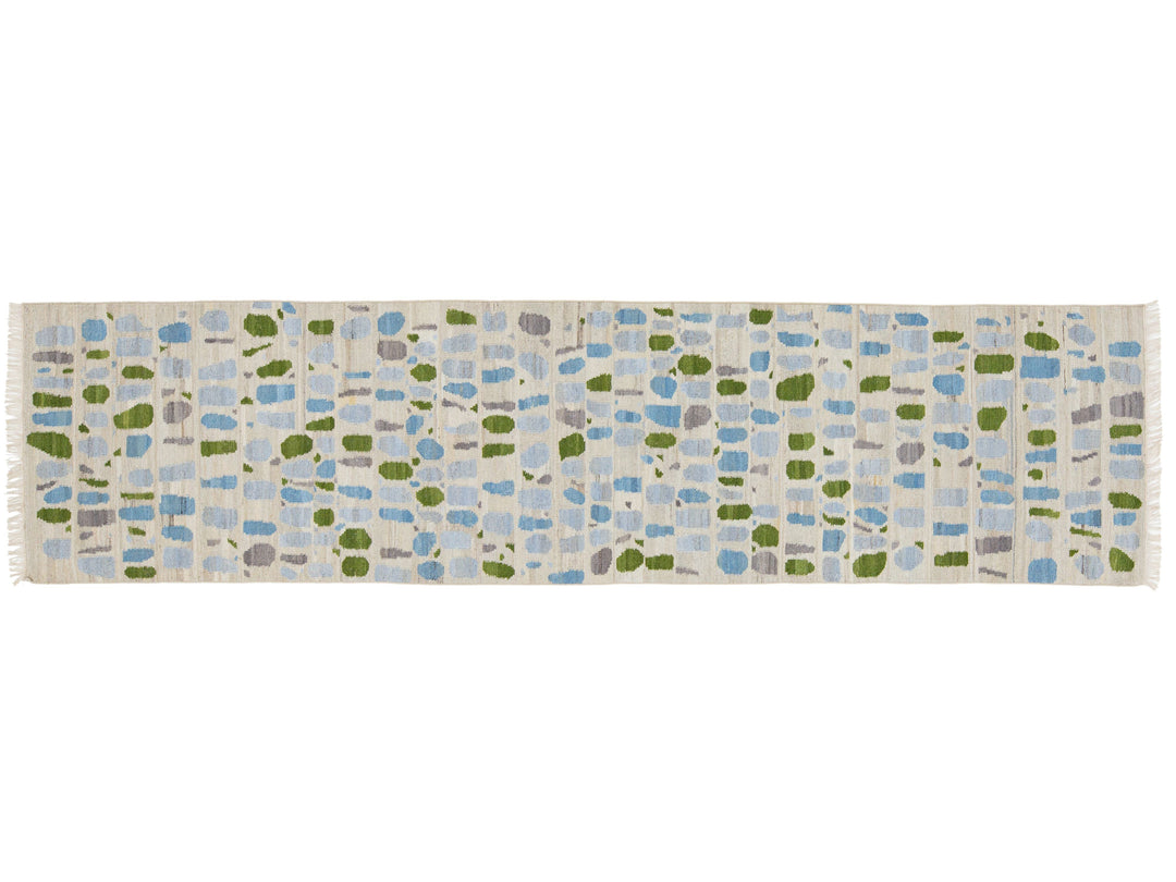 Modern Kilim Wool Runner Rug 3 X 12