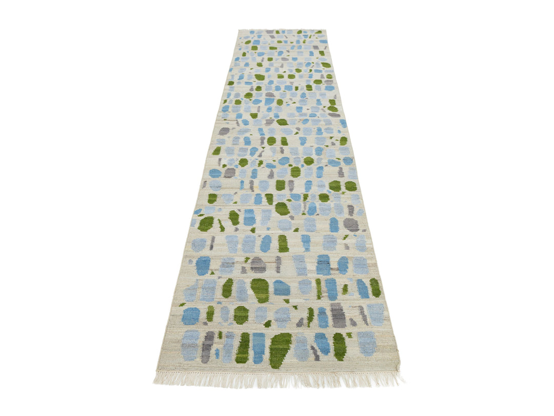Modern Kilim Wool Runner Rug 3 X 12