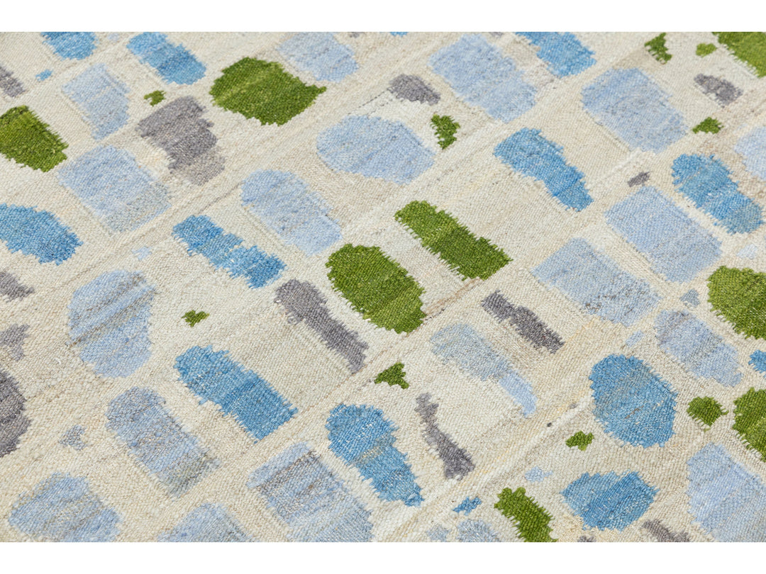 Modern Kilim Wool Runner Rug 3 X 12