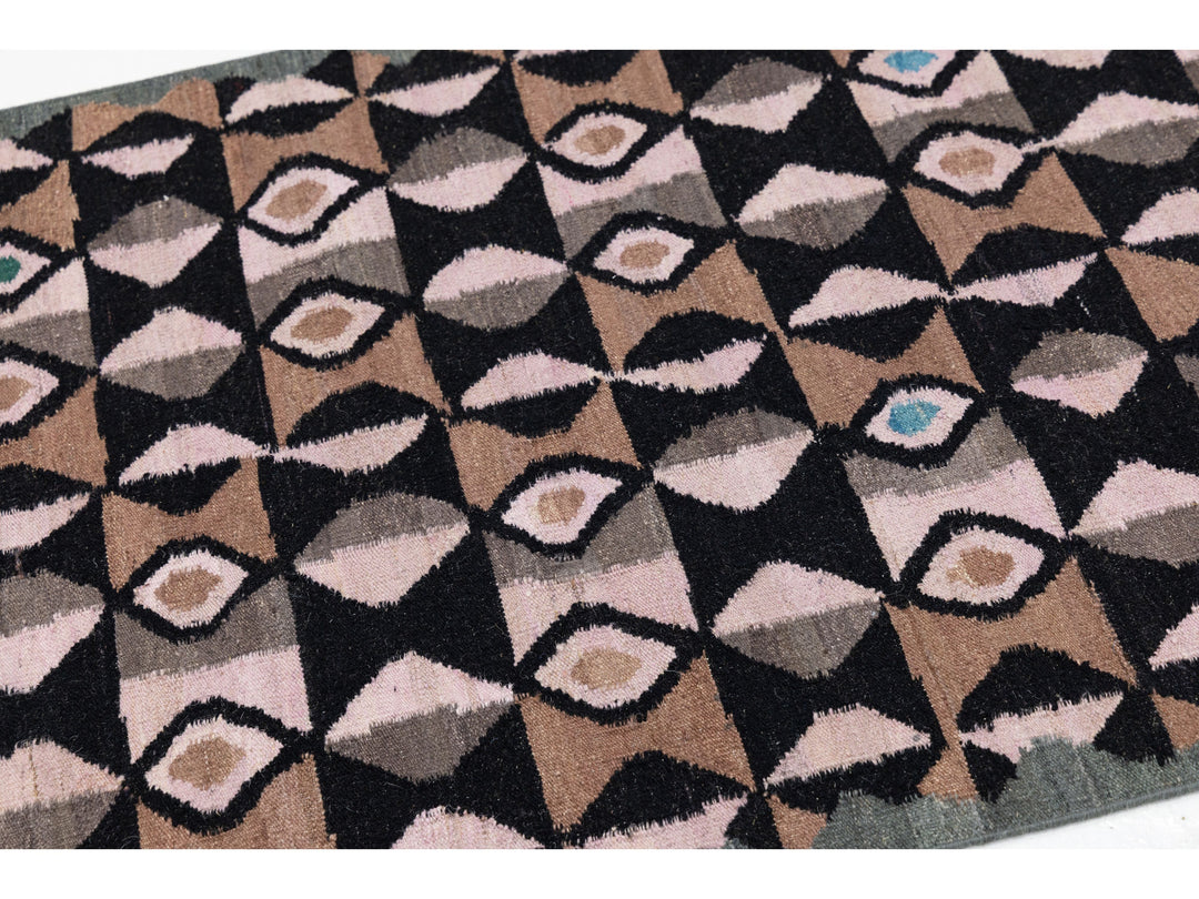 Modern Kilim Wool Runner Rug 3 X 12