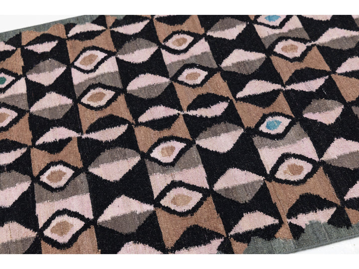 Modern Kilim Wool Runner Rug 3 X 12