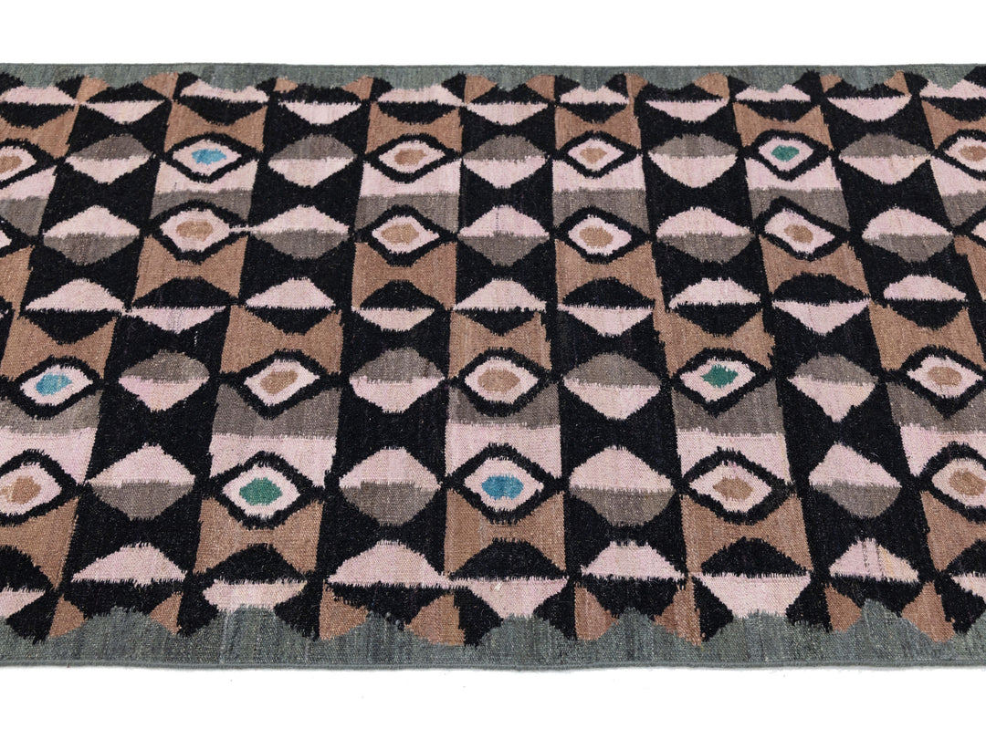 Modern Kilim Wool Runner Rug 3 X 12